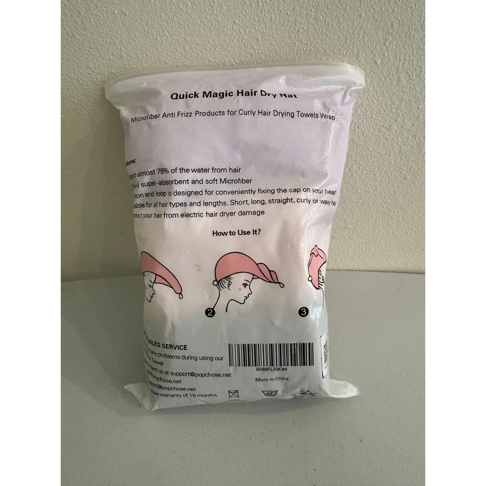 Popchose Microfiber Hair Towel Wrap 3 Pack Quick Dry Anti Frizz Purple Pink Grey